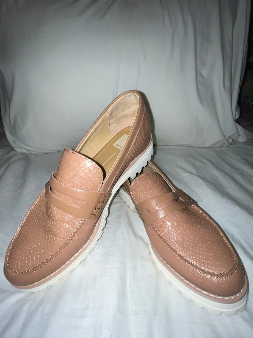 Dolce Vita Light Brown Alma Faux Leather Wedge Heel Loafer